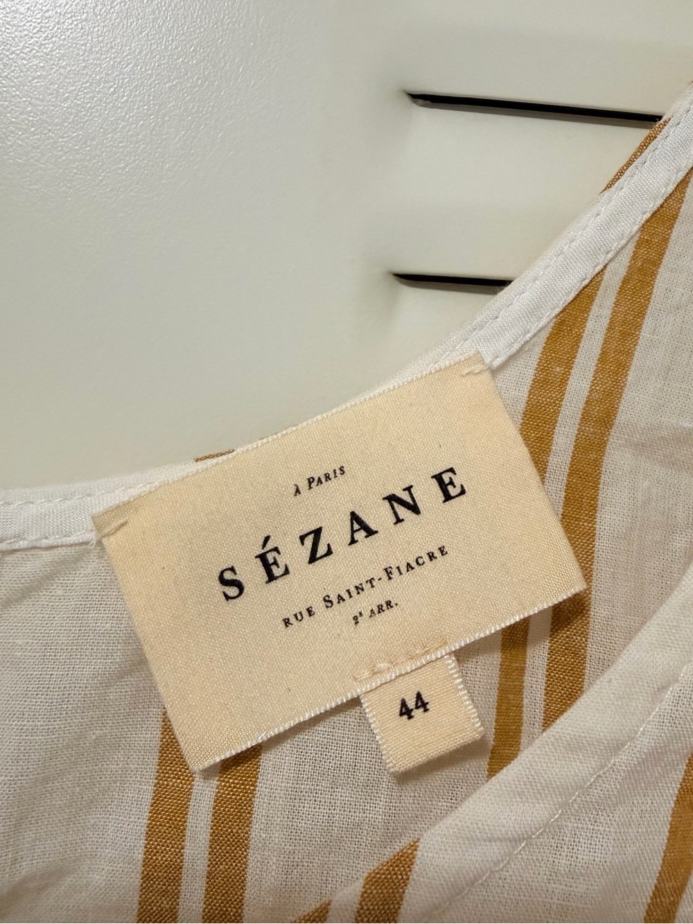 Sezane Rio Top Tie Shoulder Cream & Mustard size 44 - Picture 5 of 7